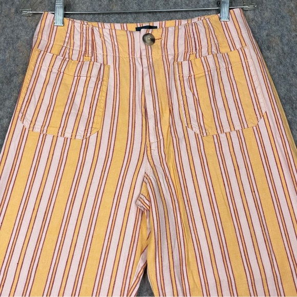 Anthropologie x Maeve Colette Striped Linen Blend Cropped Wide Leg Pants - Sz 28 - Picture 5 of 12
